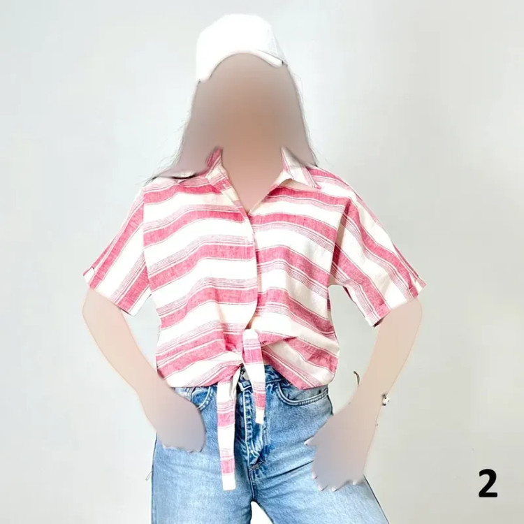 شومیز گره ای نخی آستین سه ربع