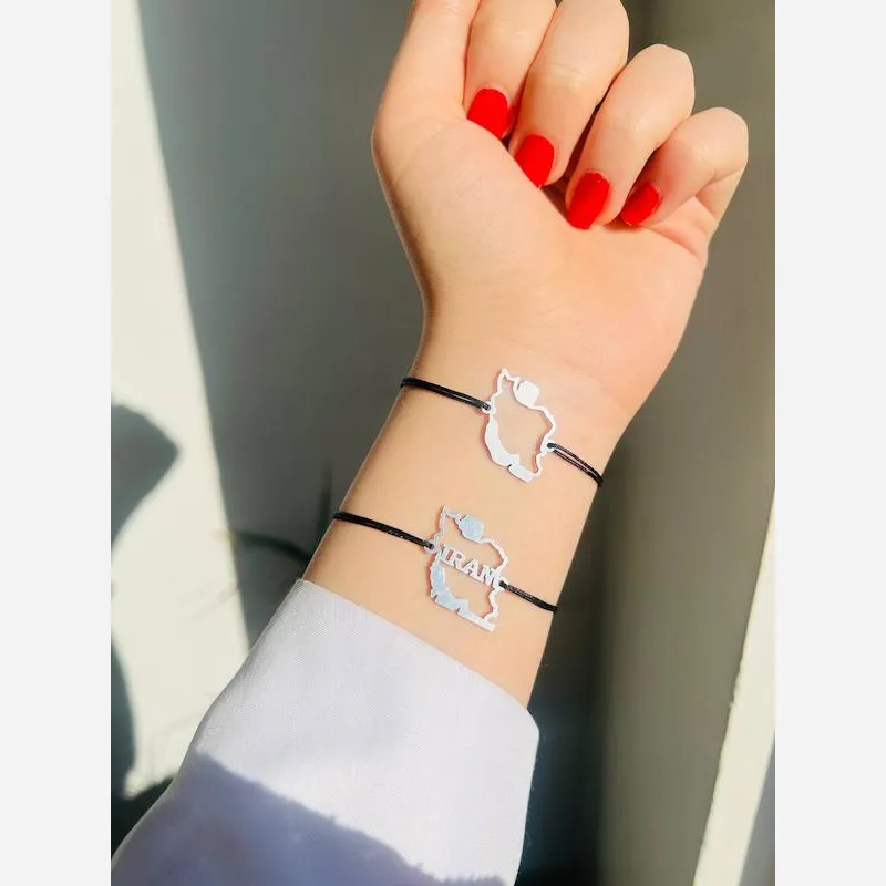 دستبند اسپرت استیل طرح نقشه ایران زنانه و مردانه