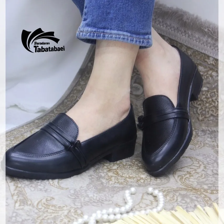 کفش کالج زنانه چرم شرکتی مشکی مناسب روزمره سایز 37 تا 40