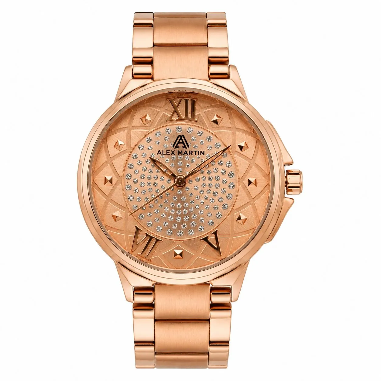 ساعت مچی زنانه الکس مارتین مدل 8016 رنگ رزگلد با موتور ژاپن و گارانتی 12 ماهه