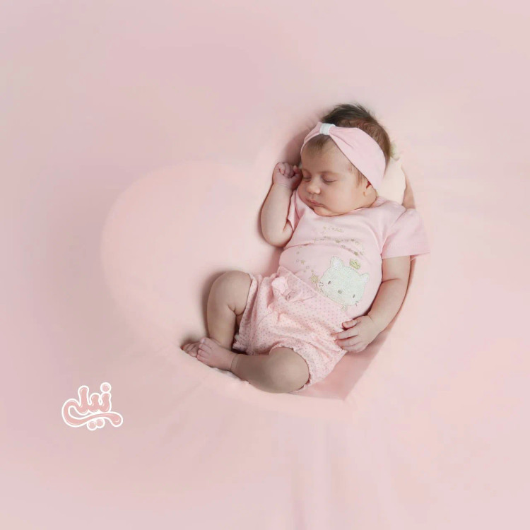 ست لباس نوزادی پنبه ای طرح بالرین آستین کوتاه و شلوارک در 4 سایز