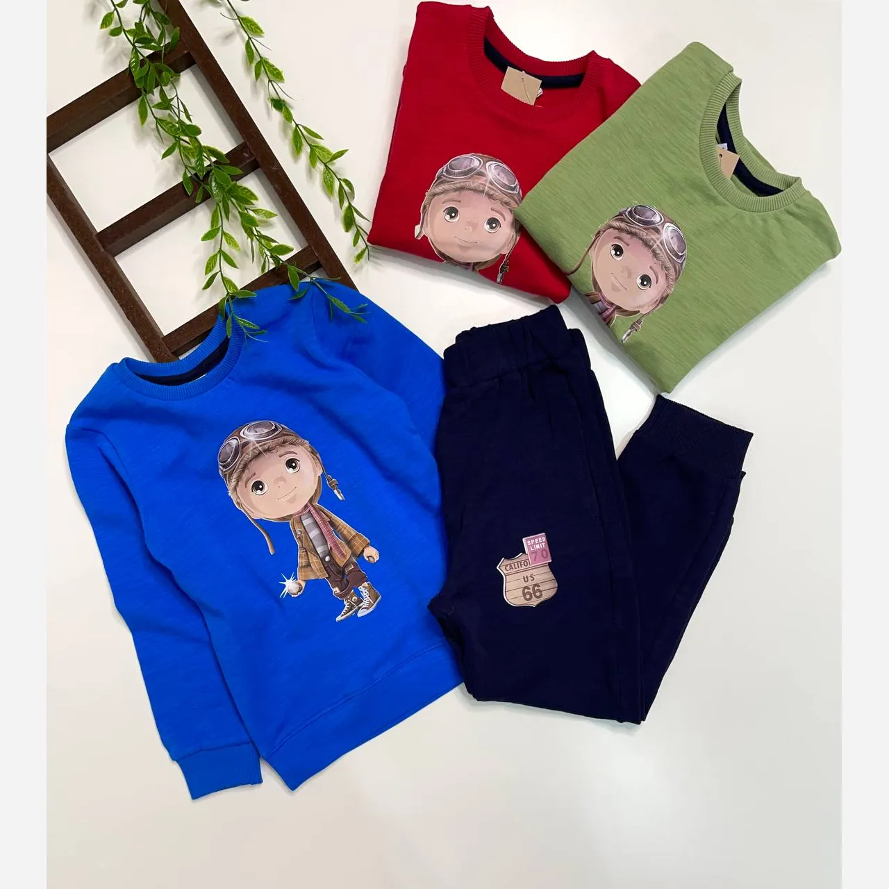 ست بلوز و شلوار پسرانه دورس پنبه ای سایز 6 تا 7 سال