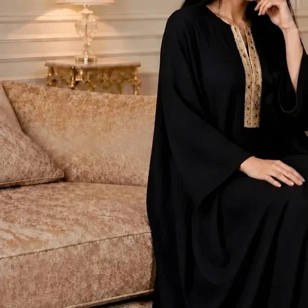 کفتان بلند زنانه سیترا جنس کراش دلتا مشکی فری سایز