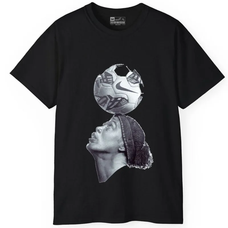 تی شرت آستین کوتاه مردانه مدل فوتبالی رونالدینهو بارسلونا برزیل