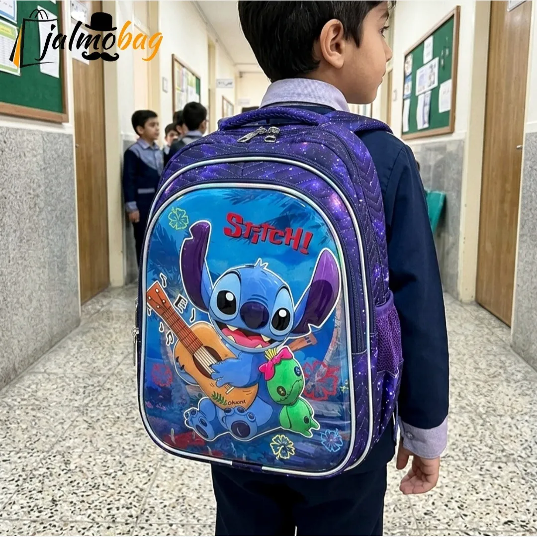 کوله پشتی مدرسه پسرانه مقطع ابتدایی سه خانه ضدتعریق طرح عکسدار