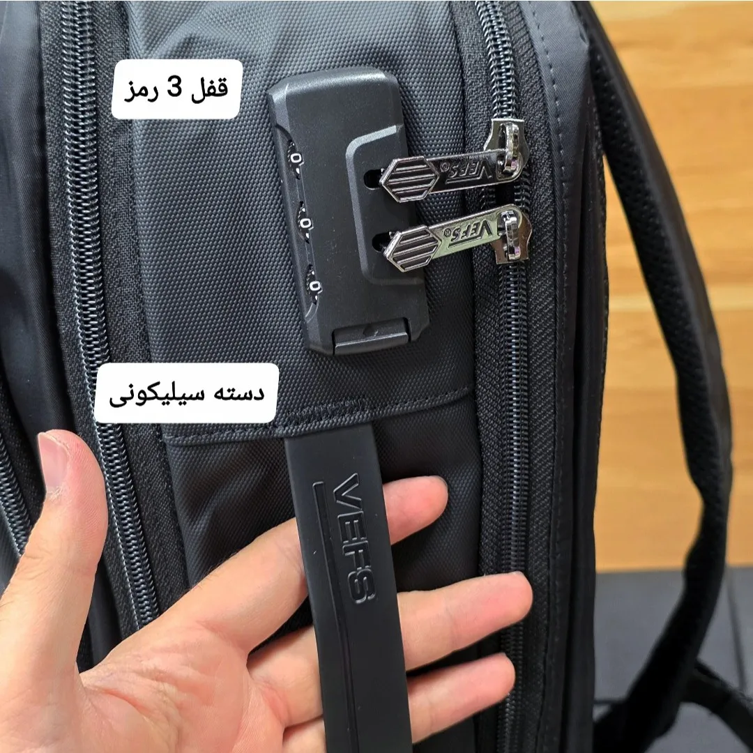 کوله پشتی لپتاپی قفل دار پورت دار ضدتعریق مناسب روزمره اداری دانشجویی دبیرستانی