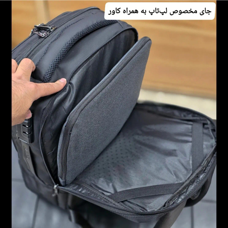 کوله پشتی لپتاپی قفل دار پورت دار ضدتعریق مناسب روزمره اداری دانشجویی دبیرستانی
